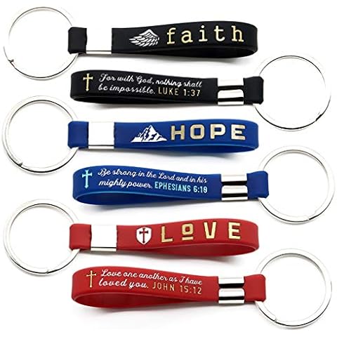 Inkstone Faith Hope Love Christian Keychains with Bible Verses Silicone Rubber Key Chains Cover