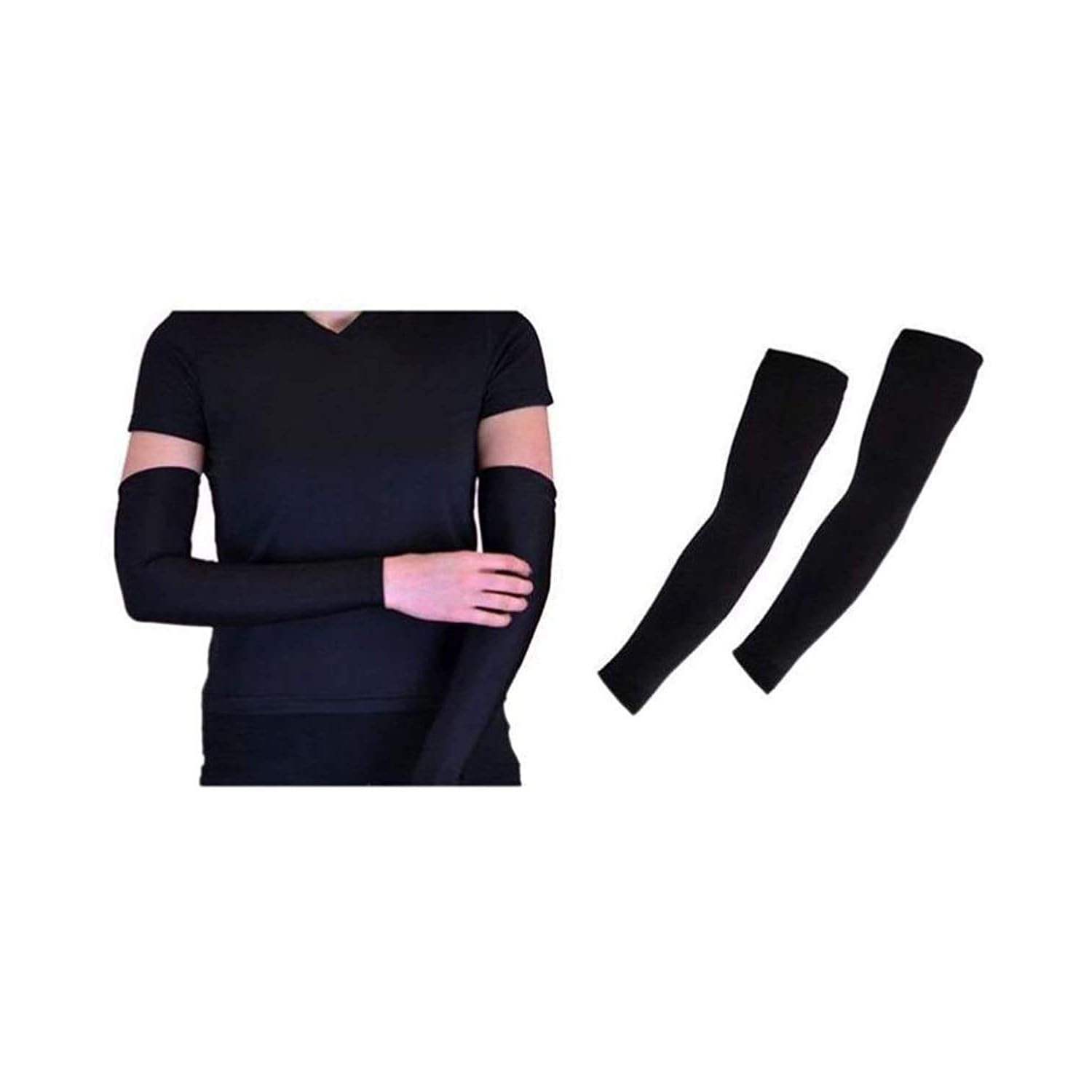 RENARSH 1 Pair Cotton arm Hand Gloves Sun Protection Gloves for Women and men(Black) 3
