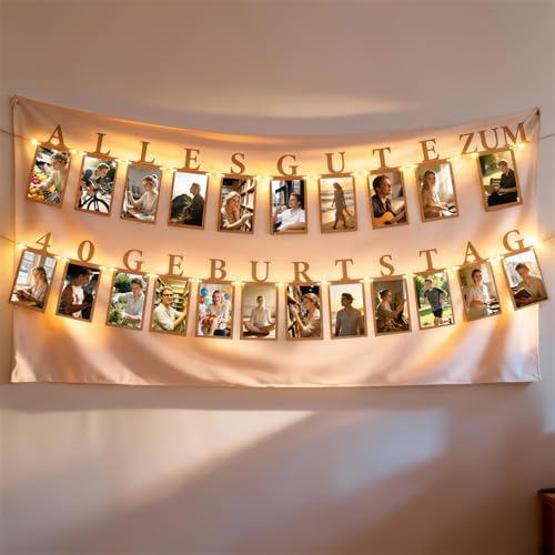 TUZELITY Fotogirlande 40 Deko Geburtstag Männer Frauen– 40. Geburtstagsdeko Fotogirlande für Geburtstagsparty – Alles Gute zum 40. Geburtstag Girlande inkl. LED-Lichterkette TUZELITY Fotogirlande 40 Deko Geburtstag Männer Frauen– 40. Geburtstagsdeko Fotogirlande für Geburtstagsparty – Alles Gute zum 40. Geburtstag Girlande inkl. LED-Lichterkette