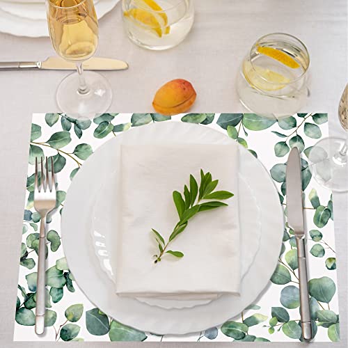 45 Pcs Eucalyptus Paper Placemats Eucalyptus Leaves Disposable Table Mats Green Leaf Dinner Place Mats Eucalyptus Rectangular Tablemats For Wedding Baby Shower Birthday Party Decor, 14 X 11 Inch #TOP3