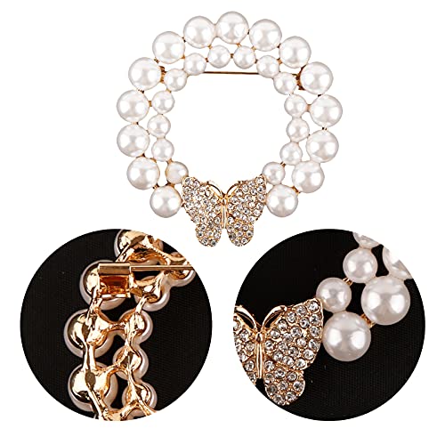 Image of Pearl Diamond Brooch Pins for Dress Sweater Scarf, Wedding Party Decoration Birthday Christmas Gift