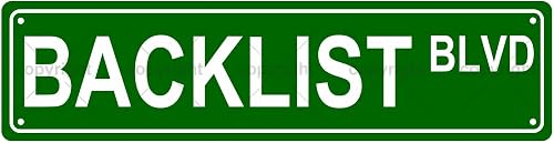 BACKLIST BLVD BOOKSHELF Metal Tin Street Sign Bar Cafe Garag