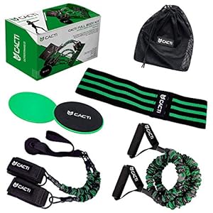 Resistance Bands Full Body Home Workout Set – 1 Fabric Booty Band, 1 Exercise Bands Loop with Handles for Arms, 2…
