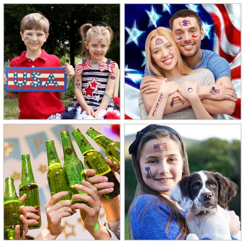 image for toututu 100PCS 4th of July Temporary Tattoos, Fourth of July America F