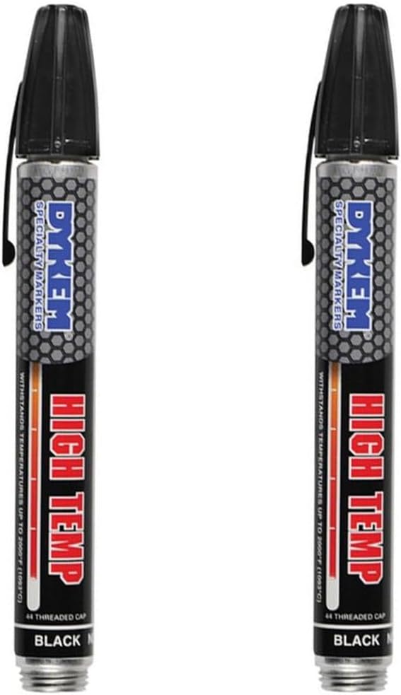 Dykem High Temp Black Fusing Pen Medium Point for Glass, Ceramics & More (6)