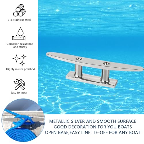 VEITHI 6 inch Boat Cleat Flat Top 4 Pack, 316 Stainless Steel Boat Dock Cleats,Rope Cleat,Dock Cleats with Screws for Marine or Nautical Decor and Dock Cleat Decorative. by VEITHI - Image 4