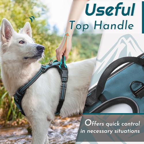 Eagloo Dog Harness Medium, No Pull Harness with Front Back Clips, Adjustable Dog Walking Vest, Soft Padded Pet Vest, Reflective No-Choke Breathable with Easy Control Handle, Dark Green, M - Image 4