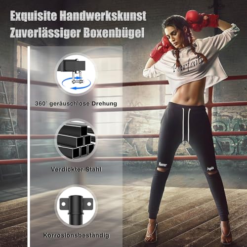 IMAYCC Profi Boxsack Halterung, Sandsack Wandhalterung 360 Schwenkbar Boxsackhalter Befestigung Klappar Boxsack Aufhängung Stehend Stille Drehbar für Indoor Outdoor Fitness Training
