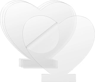 (Pack of 12) Senbota Cast Acrylic Sheets, 5.9" x 5.5" x4mm Thickness, Heart Acrylic Pouring Board for LED Light Base DIY Laser Cutting Engraving Painting Drawing Display