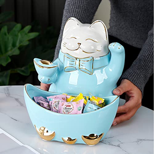 Statue boîte de rangement salon chambre étude bureau chat bleu clair - 3