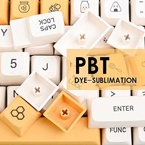 Image of Guffercty kred 140-Key Honey Milk PBT Keycaps XDA 65 Percent TKL for 100 Percent 60% Mechanical Keyboard (Honey Milk-English)