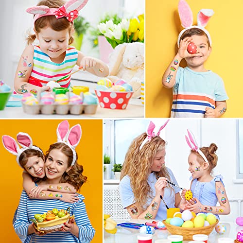 Kids Easter Temporary Tattoos Egg Rabbit Body Stickerscartoon Tattoos Waterproof Partywind Bunny Party Accessories Girls Boys 10 Sheets #TOP4