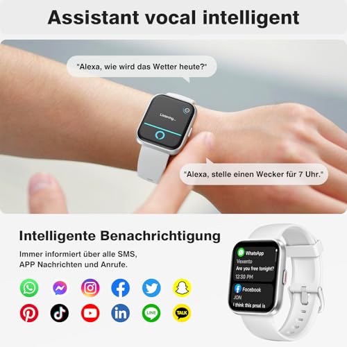 Smartwatch Damen Herren mit Telefonfunktion, 1,85" Fitnessuhr Smart Watch, 120+ Sportmodi Fitness Tracker mit Herzfrequenz/Schlafmonitor… – Ansicht 3