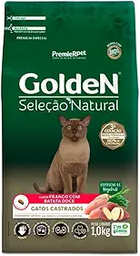 PremieR Pet Golden Seleção Natural Ração Seca para Gatos Castrados Sabor Frango com Batata Doce 1kg