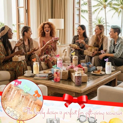 Sliner 6 Pack 2026 Girls Trip Gift Set, Girl's Trip Keychains and 16 oz Glass Cup with Lid, Straw, Bow Straw Topper Girls Weekend Gift for Women Travel Vacation Bachelorette Party Camping by Sliner - Used condition - Image 6