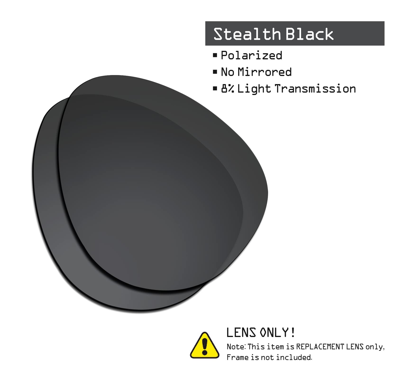 SmartVLT Unisex Stealth Black Replacement Lenses for Ray-Ban Aviator RB3025 58mm Sunglass