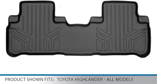 Miniatura 3 de SMARTLINER Alfombrillas de piso de ajuste personalizado, forro de segunda fila, color negro para Toyota Highlander 2014-2019