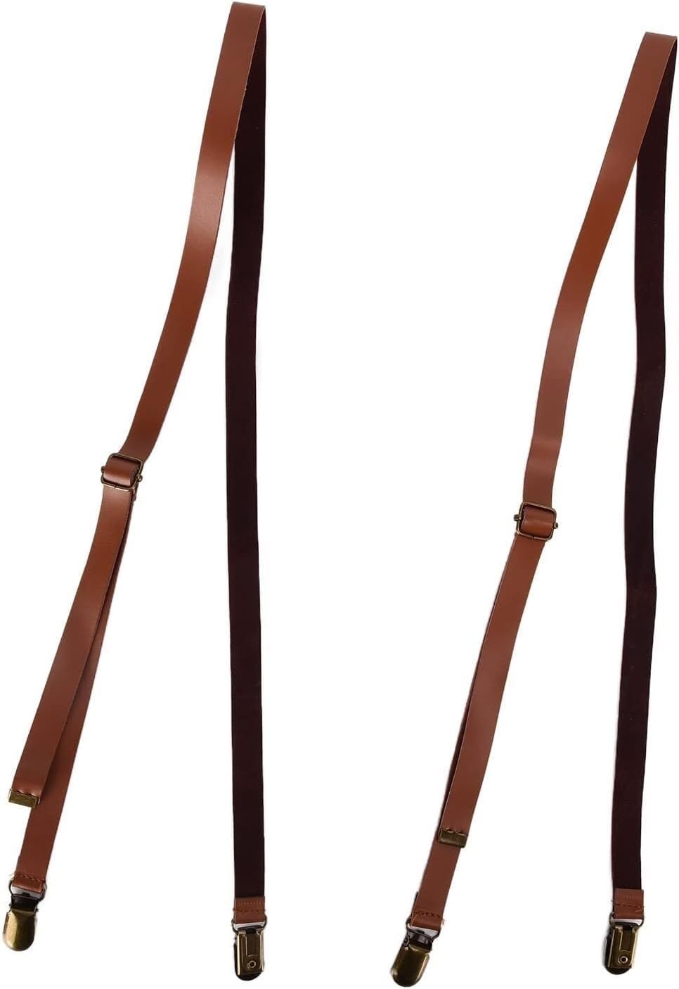 Tirantes ajustables for hombre, 2, cuero de vaca, clips metálicos for pantalones, trajes