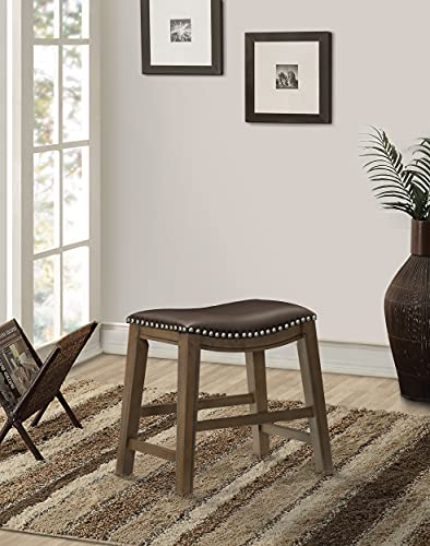 Lexicon Alviso Wooden Saddle Seat Dining Stool, 18" Sh, Brown #TOP5