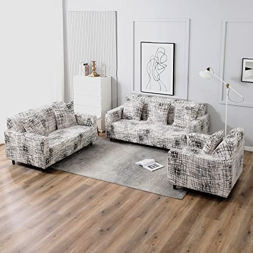 Image of HOKIPO Stretchable Cushion Cover 16x16 Pack of 2, Beige Brown Line (AR-4098-D7*2)