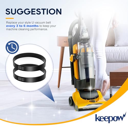 KEEPOW Style U Belts for Eureka Airspeed Upright Vacuum AS1000A, AS1001A, AS2000A,4100,4700,5190,5700, Replace Part 61120 61120A,61120B, 61120C, 61120D, 61120F, 61120G, 83797, 2 Pack