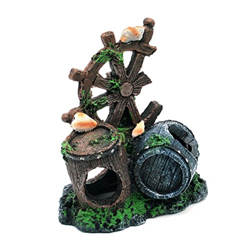 Dimart Simulation Resin Double Barrel Aquarium Decorations Fish Tank Landscape Ornament #TOP2