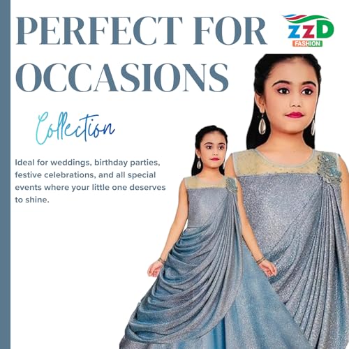 Image of Z Z D Fashion 7040 Trendy Party Sequin Work Full Length Gown Dress for Girls