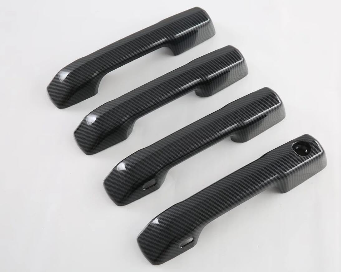 Carbon Fiber Style 4 Door Side Door Handle Molding Cover and Cup Bowl Combo Trim Emblems Compatible for Toyota Tacoma 2024-2025-2026