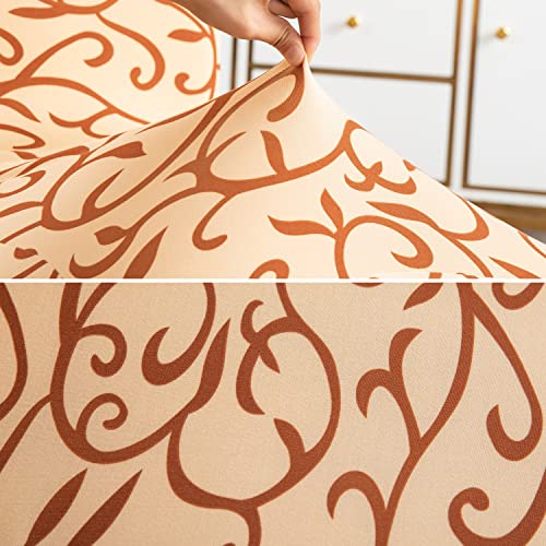 Image of HOKIPO Dining Chair Protector Cover Set Of 6 Elastic Slip Covers (AR-4091-D6*6),Beige