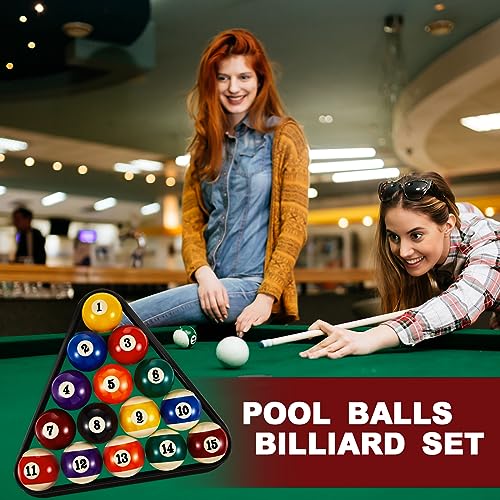 Jenaai 55 Pcs Pool Table Accessories 16 Pcs Billiard Balls 6 Set Pool Sticks Triangle Diamond Ball Holder Cue Chalks Cue Tip and Brush Set
