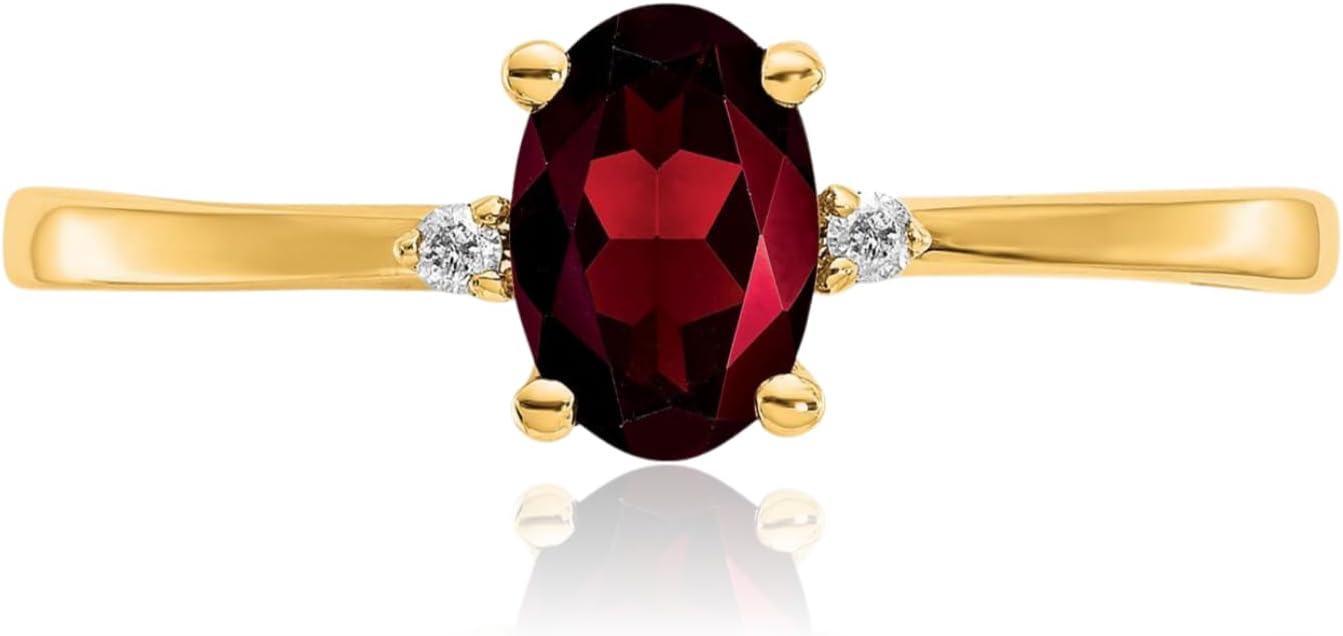 IceCarats 10K Solid Yellow Gold 0.45 carat Red Garnet Diamond Accent Solitaire Ring Oval Cut, Natural, Prong Set