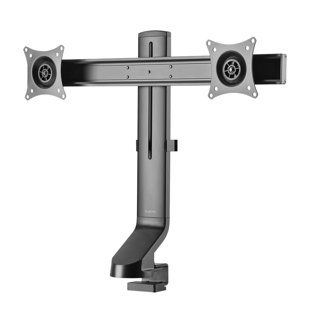 LogiLink BP0160 – podwójny uchwyt na monitor stołowy 2-krotny z aluminium do monitorów płaskich i zakrzywionych (17-27 cali)