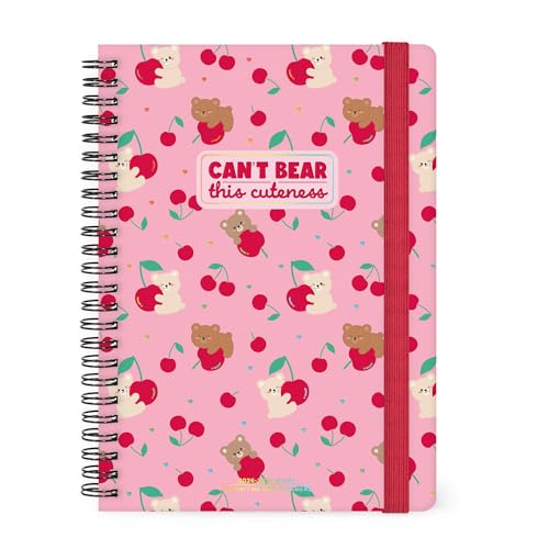 Agenda semanal Legami Teddy Bear Pink con espiral de 16 meses en tamaño grande 15x21 cm