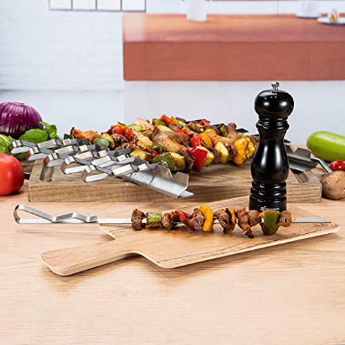 Restaurantware Met Lux 16.9 Inch Barbecue Skewers With Racks 8 Piece Heavy-Duty Shish Kabob Skewer Set - Brings 6 Skewers Includes 2 Grill Racks Stainless Steel Grilling Skewer Set Reusable by Restaurantware - Image 8