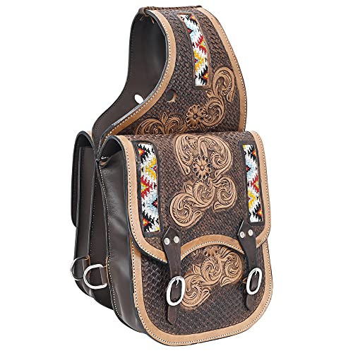 HILASON Soft Leather Horse Saddle Bag Brown 12" x 10.25"