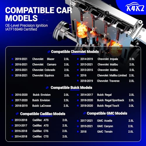 Image of UF680 Ignition Coil & LTR6GP8 Double Iridium Spark Plug For Chevy Equinox | Traverse Malibu Camaro /Buick Envision Regal Regal Sportback Regal TourX /GMC Terrain /Cadillac ATS CT6 CTS 2.0L GN10682 C1827