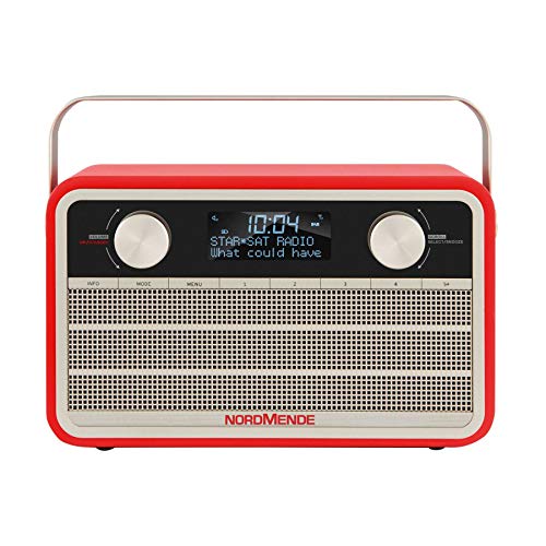 Nordmende Transita 120 - radio DAB portatile (DAB+, FM, batteria 24 ore, Aux In, sveglia, 2 orari di sveglia, sleep timer, funzione snooze, presa per cuffie) rosso