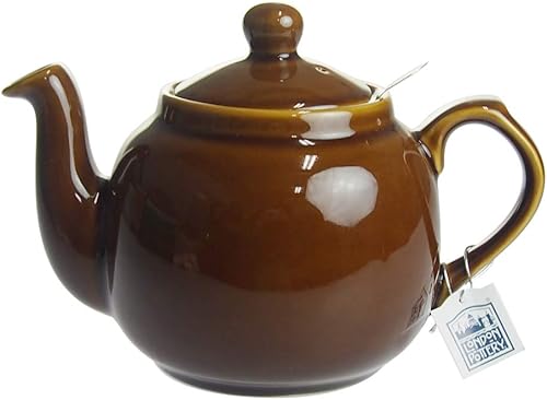 Miniatura 39 de London Pottery Farmhouse - Tetera pequeña con infusor, cerámica, verde, 2 tazas (20.3 fl oz) Verde,Rosado,Agua,Azul Francés,Brillo