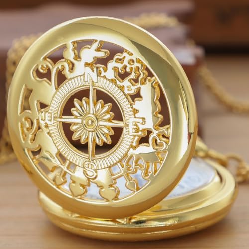 Image of Quartz Pocket Watch for Men, White Roman Digital Dial Pocket Watches for Men with Chain
