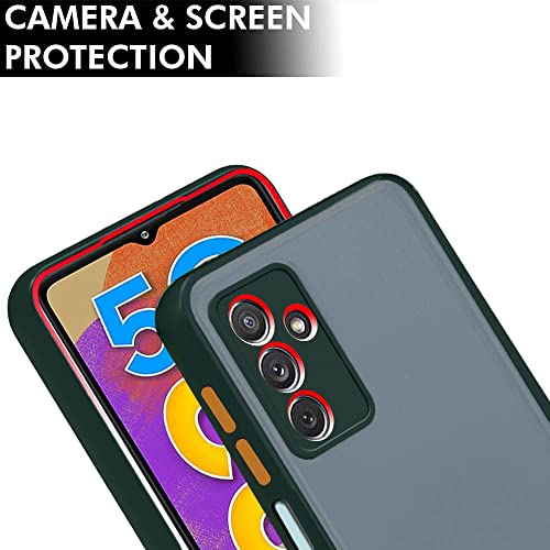 Image of TheGiftKart Translucent Hybrid Back Cover Case for Samsung Galaxy F23 5G | Smoked Matte Back | 360 Degree Protection | Protective Hard Back Case Cover for Samsung F23 (PC & TPU | Green Bumper)