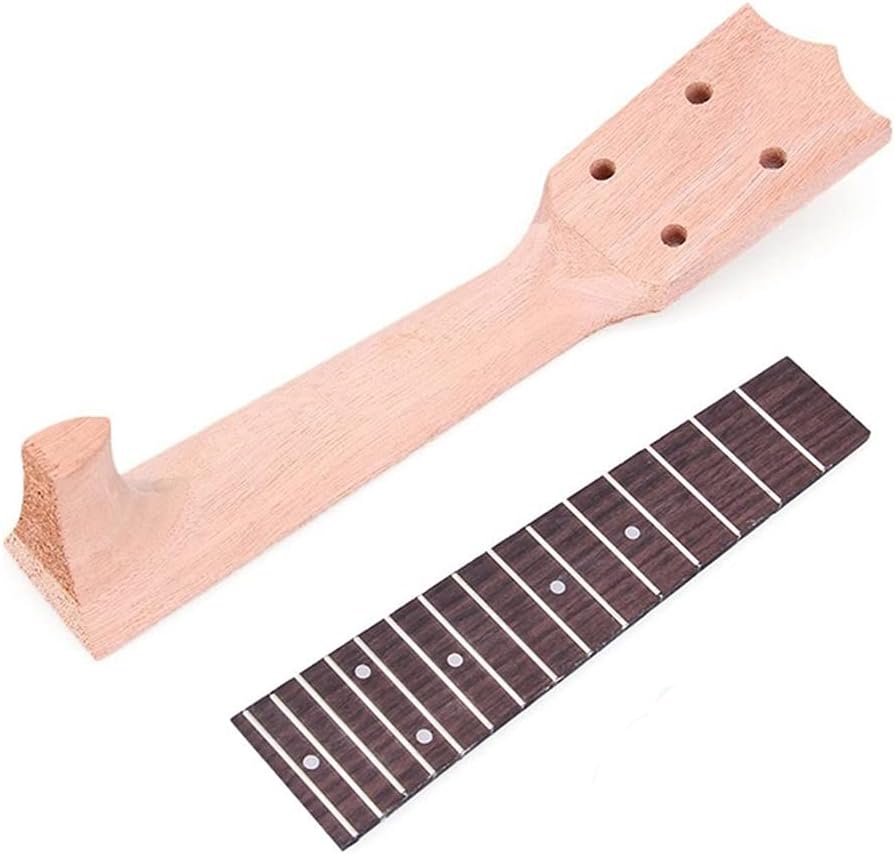 GZYF Ukulele Neck and Fretboard for 21 Inch Soprano Ukulele, Wood and Rosewood, 4-Peg Headstock for DIY Luthier Building