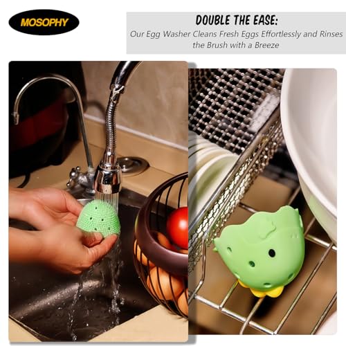image for MOSOPHY Silicone Egg Washer - Cute Dinosaur Egg Cleaner for Fresh Eggs
