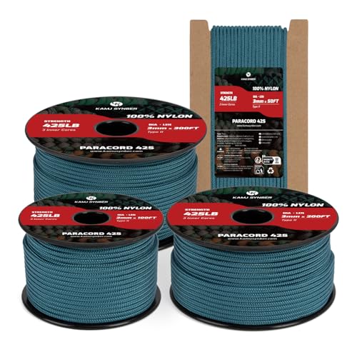 Kamu Synber 3mm Paracord 425 100ft Nylon Rope 3 Strands Type II Cord