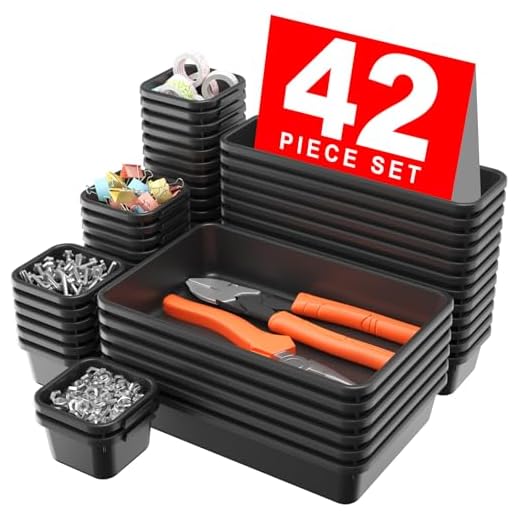 A-LuGei【𝟰𝟮𝗣𝗖𝗦【Black】 Tool Box Organizer Tray Divider Set, Desk Drawer Organizer, Garage Organization and Storage Toolbox Accessories for Rolling Tool Chest Cart Cabinet Work Bench Small Parts