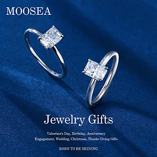 MOOSEA Radiant Cut Moissanite Engagement Rings for Women, 1CT D Color VVS1 Clarity Lab Created Moissanite Rings 14K White Gold Vermeil Moissanite Solitaire Ring for Women Wedding Rings for Bridal Wife2