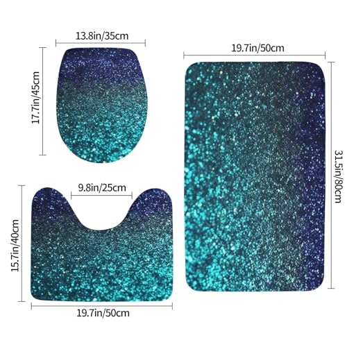 Tapis de salle de bain à paillettes bleu sarcelle haut de gamme