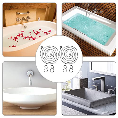Stöpsel Kette,Badewanne Stöpsel Kette,Kugel Typ Stecker Ketten,Badewanne Sinken Stopper Kette,Edelstahl Stecker Kette,mit S Haken für Becken Badzubehör,Badewanne Sinken Stöpsel Kugel Kette Ersatz,3PCS