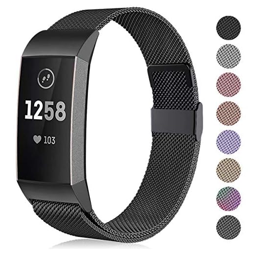 Funbiz Kompatibel med Fitbit Charge 3 rem / Charge 4 rem, metallersättningsband armband kompatibla med Fitbit Charge3 / Charge 4 /Charge 3 SE, män kvinnor liten svart