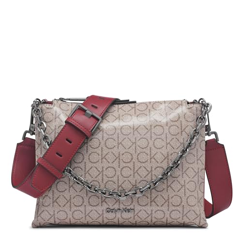 Calvin Klein Womens Rain Triple Compartment Chain Crossbody