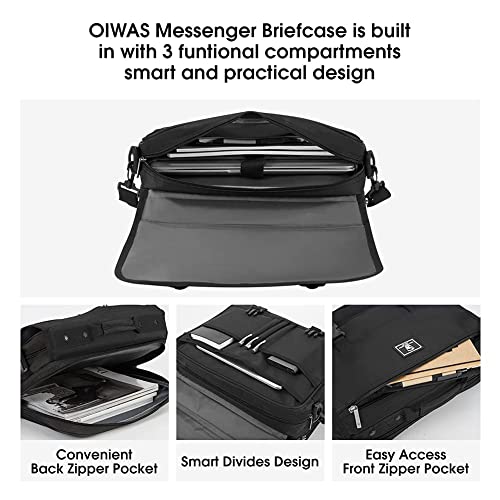 Oiwas Briefcase For 14 Inch Laptop, Messenger Bag For Men Crossbody School Satchel For Boys Multi Pockets Large Capacity Bag With Removable Shoulder Strap #TOP1